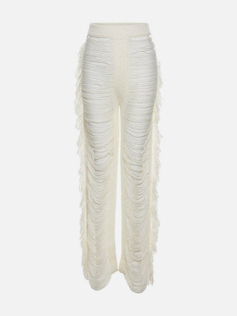 Hollow Hole Tassel Pants - Anagoc
