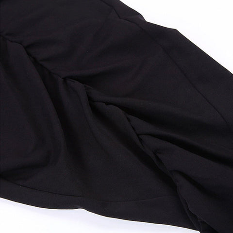 Dark Elastic Ribbons Oversized Pants - Anagoc