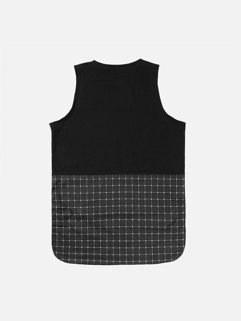 Patchwork Bottom Plaid Vest - Anagoc
