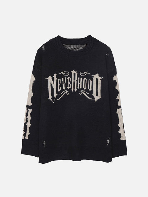 Fire Cross Letters Sweater - Anagoc