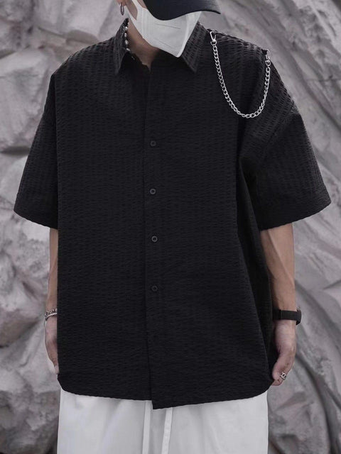 Shoulder Chain Short Sleeve Shirt - Anagoc