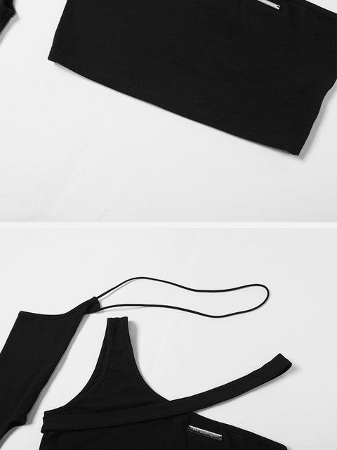 Single Shoulder Short Sleeve Shirt - Anagoc