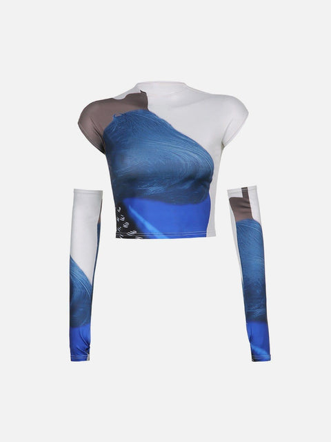 Contrast Color Long Sleeve T Shirt - Anagoc