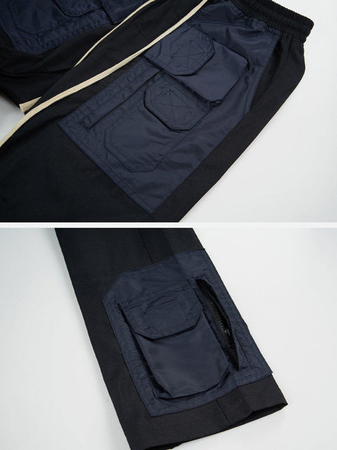 Patchwork Flap Pocket Cargo Pants - Anagoc