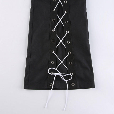 Lace-up High-waist Flared Pants - Anagoc