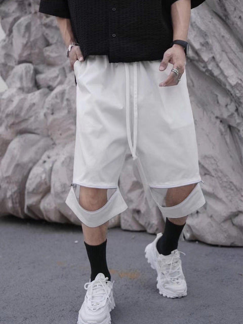 Zip Up Pant Leg Shorts - Anagoc