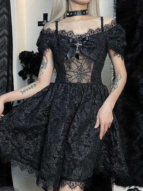 Lace Crucifix Dress - Anagoc