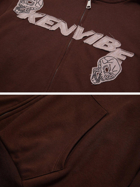 Skeleton Hourglass Zip Up Hoodie - Anagoc