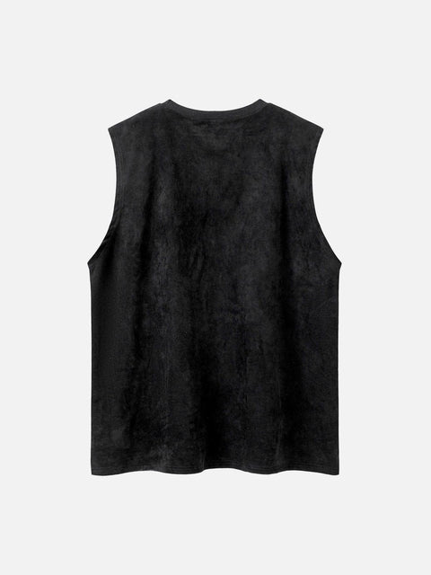 Gothic Alphabet Rose Suede Vest - Anagoc