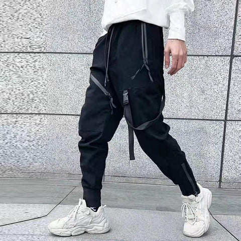 Ribbons Buckle Cargo Pants - Anagoc