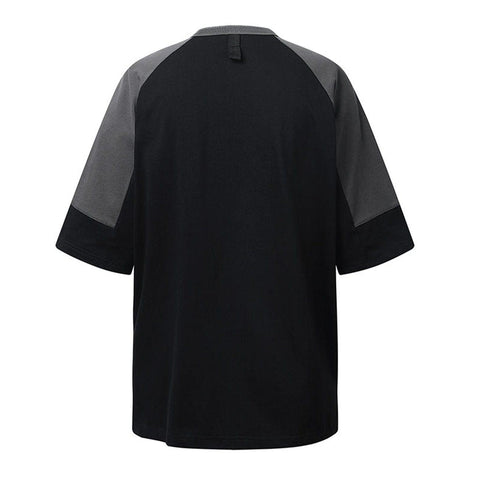 Patchwork Disc Buckle Zip Up Pocket Tee - Anagoc