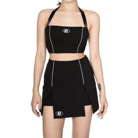Dark Y2K Backless Ribbon Vest - Anagoc