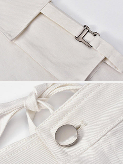 Lace-up Crinkled Pants - Anagoc