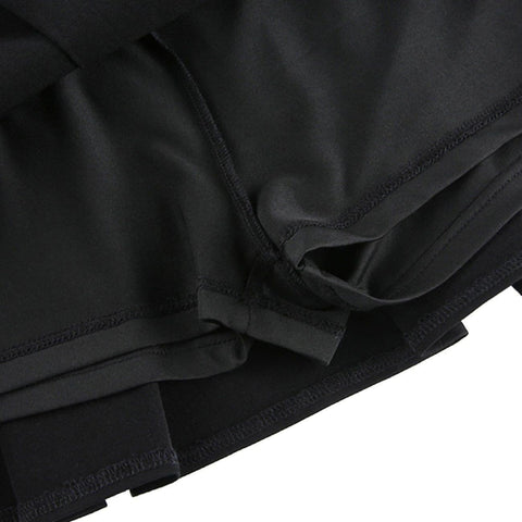 Dark Babes High-waisted Leather Pleated Skirt - Anagoc