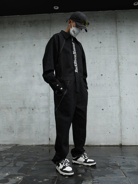 Embroidery Gothic Alphabet Jumpsuit - Anagoc