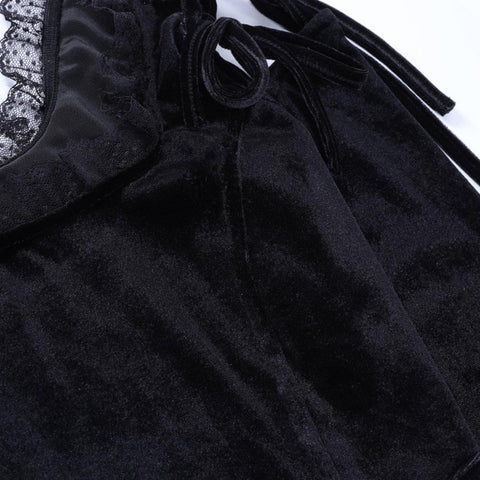 Dark Design Lace Vest Flared Sleeve Long Sleeve T-shirt - Anagoc