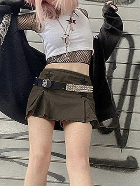 Embroidery Star Folds Skirt - Anagoc