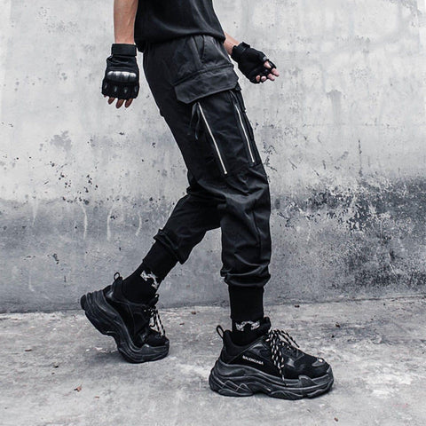 Dark Functional Personality Zipper Multi-pocket Cargo Pants - Anagoc