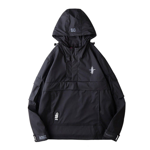 Half Zip Ninja Functional PU Hooded Jacket - Anagoc