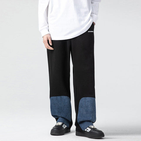 Denim Patchwork Pants - Anagoc