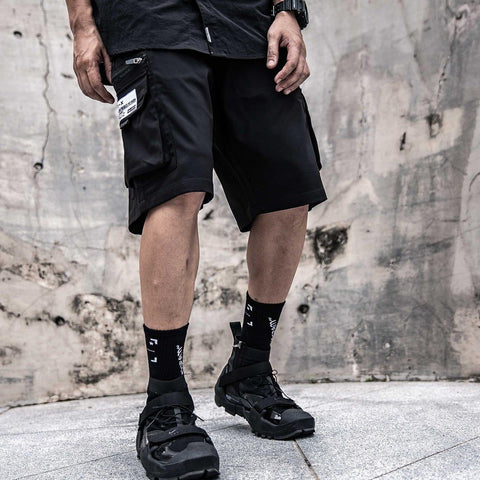 Combat Letter Print Multi Pockets Nylon Shorts - Anagoc