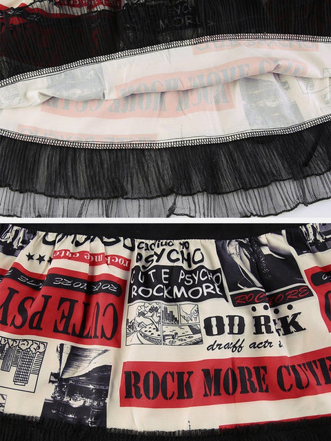 Personalized Print Tie Lace Skirt - Anagoc