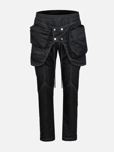 Side Zip Up Fake Two Cargo Pants - Anagoc