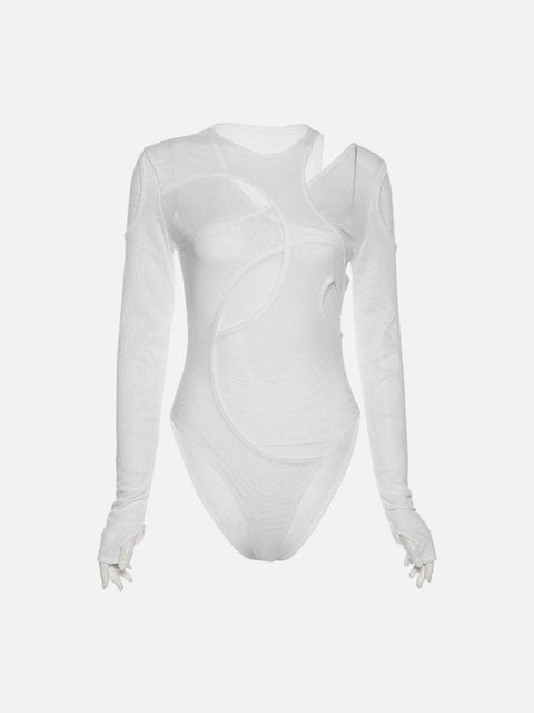 Fake Two Mesh Perspective Jumpsuit - Anagoc