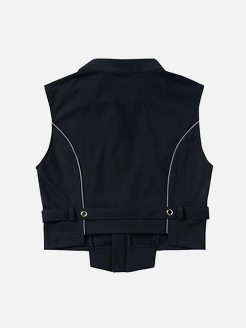 Reflective Strip Zip Up Vest - Anagoc