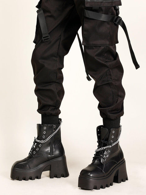 Zip Up Chain Platform Martin Boots - Anagoc