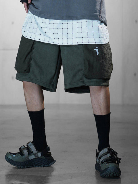 Patchwork Embroidery Cargo Shorts - Anagoc