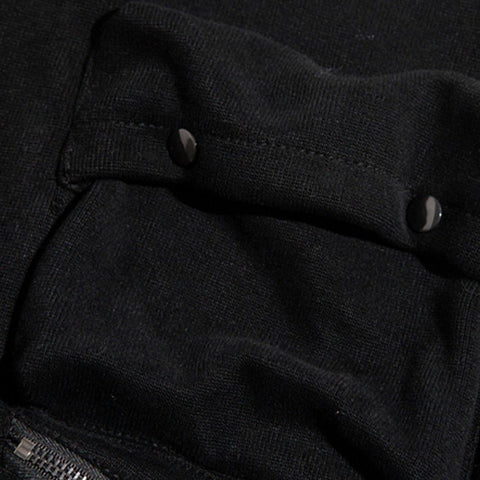Dark Functional Multi-pocket Turtleneck Sweatshirt - Anagoc