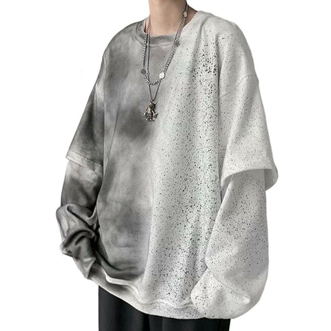 Dark Fake Two Tie Dye Sweatshirt - Anagoc