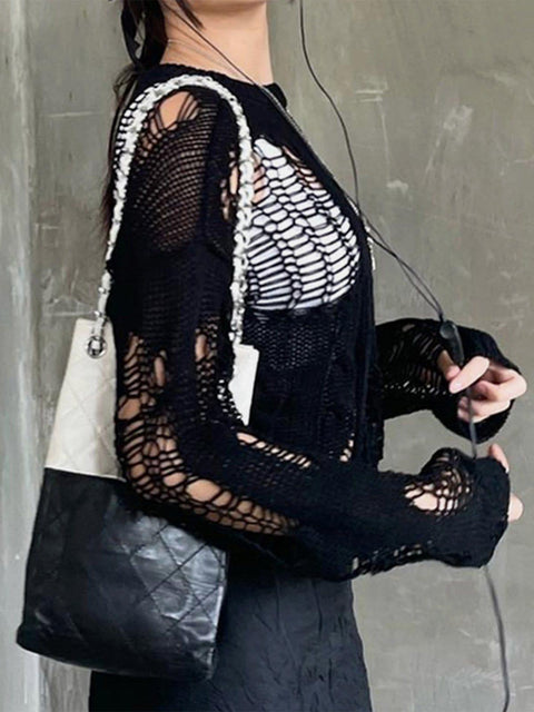 Hollow Mesh Sweater - Anagoc