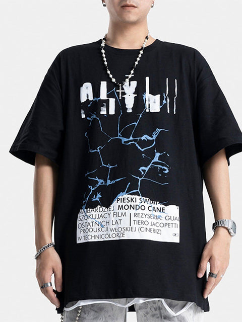 Broken Glass Letter Graphic Tee - Anagoc