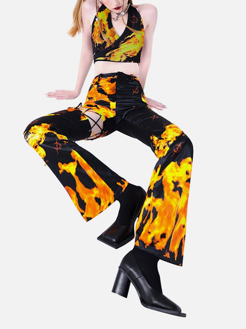 Stereoscopic Flame Print Vest - Anagoc