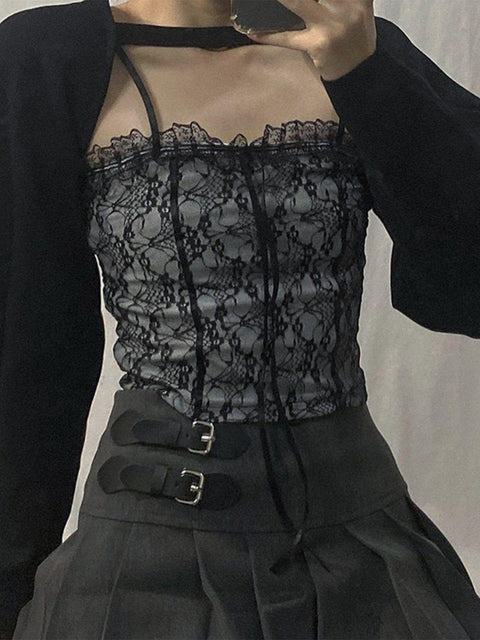 Sexy Lace Bow Tie Vest - Anagoc