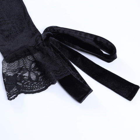 Dark Design Lace Vest Flared Sleeve Long Sleeve T-shirt - Anagoc