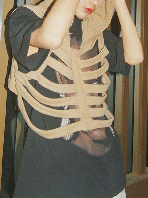 Cutout Hooded Vest - Anagoc