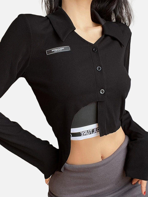 Irregular Hem Long Sleeve Suit - Anagoc