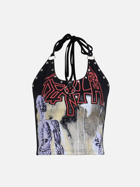 Gothic Print Studs Vest - Anagoc