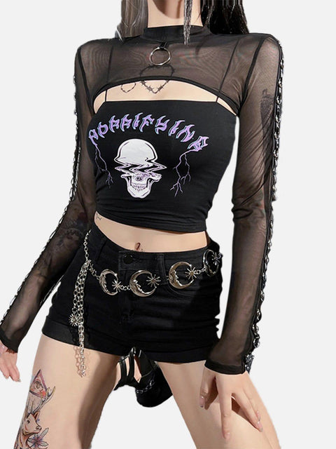 Dark Skull Print Vest - Anagoc