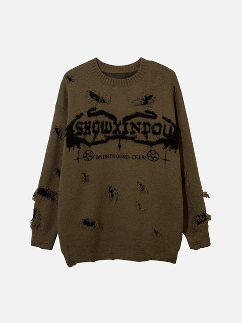 Cut Hollow Sweater - Anagoc