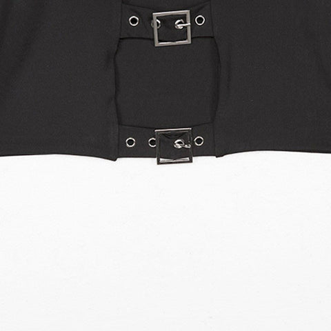 Dark Hollow Out Lace Long Sleeve Crop T Shirt - Anagoc