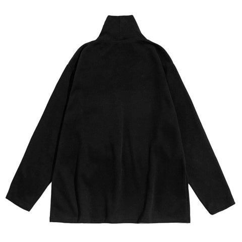 Dark Functional Multi-pocket Turtleneck Sweatshirt - Anagoc