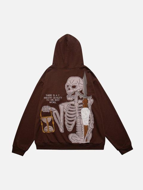 Skeleton Hourglass Zip Up Hoodie - Anagoc