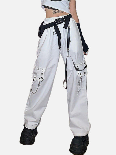 Punk Chain Wide Leg Pants - Anagoc