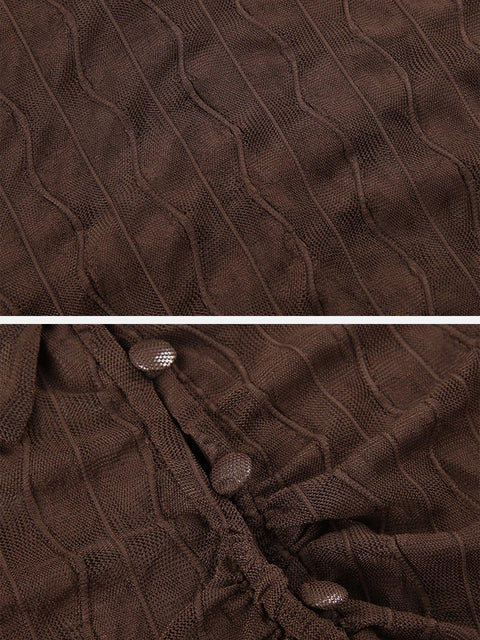 Sexy Perspective Ruched Long Sleeve T Shirt - Anagoc