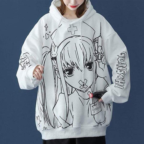 Anime Nurse Girl Print Hoodies - Anagoc
