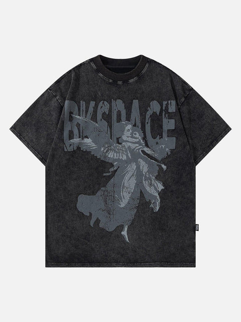 Washed Angel Letters Graphic Tee - Anagoc
